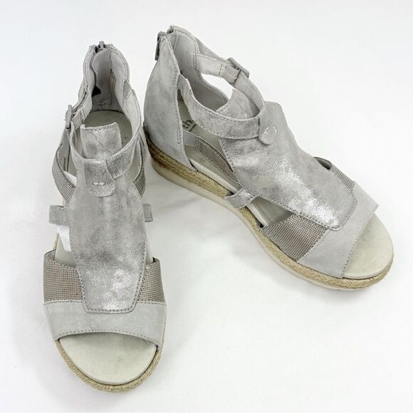 Earth MODENA JASMINE Grey Silver Sparkle Espadrille Wedge Gladiator Sandals - Picture 7 of 16